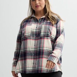SO Plaid Button Down Flannel Shirt 2X